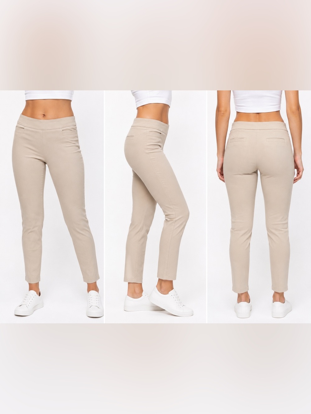 Sharagano Beige Slim Ankle Ponte Pants